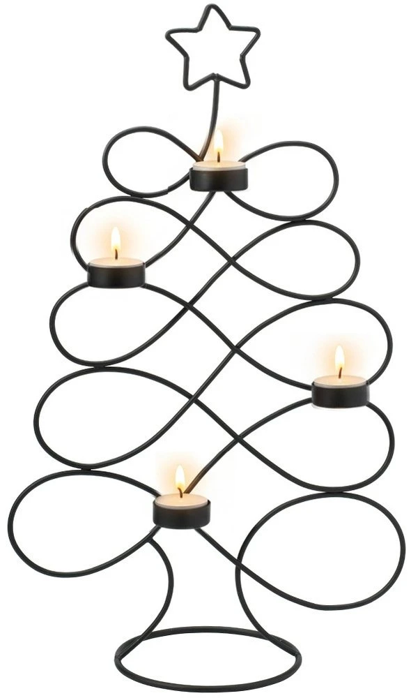 Home Styling Collection Metalinis žvakidė Kalėdų eglutės formos 49 cm Juoda