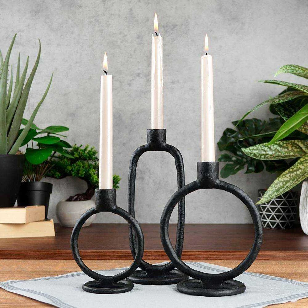 Home Styling Collection Žvakidė 24 cm juoda aliuminė