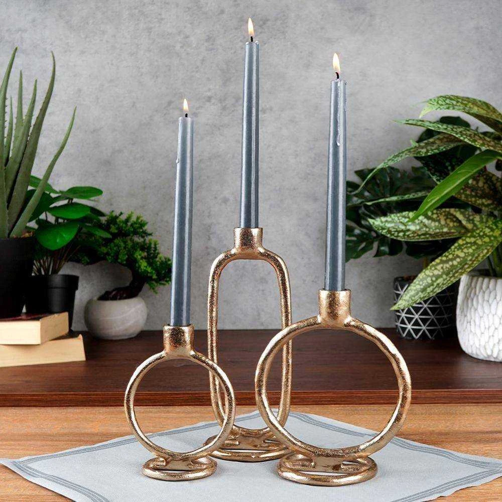 Home Styling Collection Žvakidė 19 cm Aliuminis Auksinis