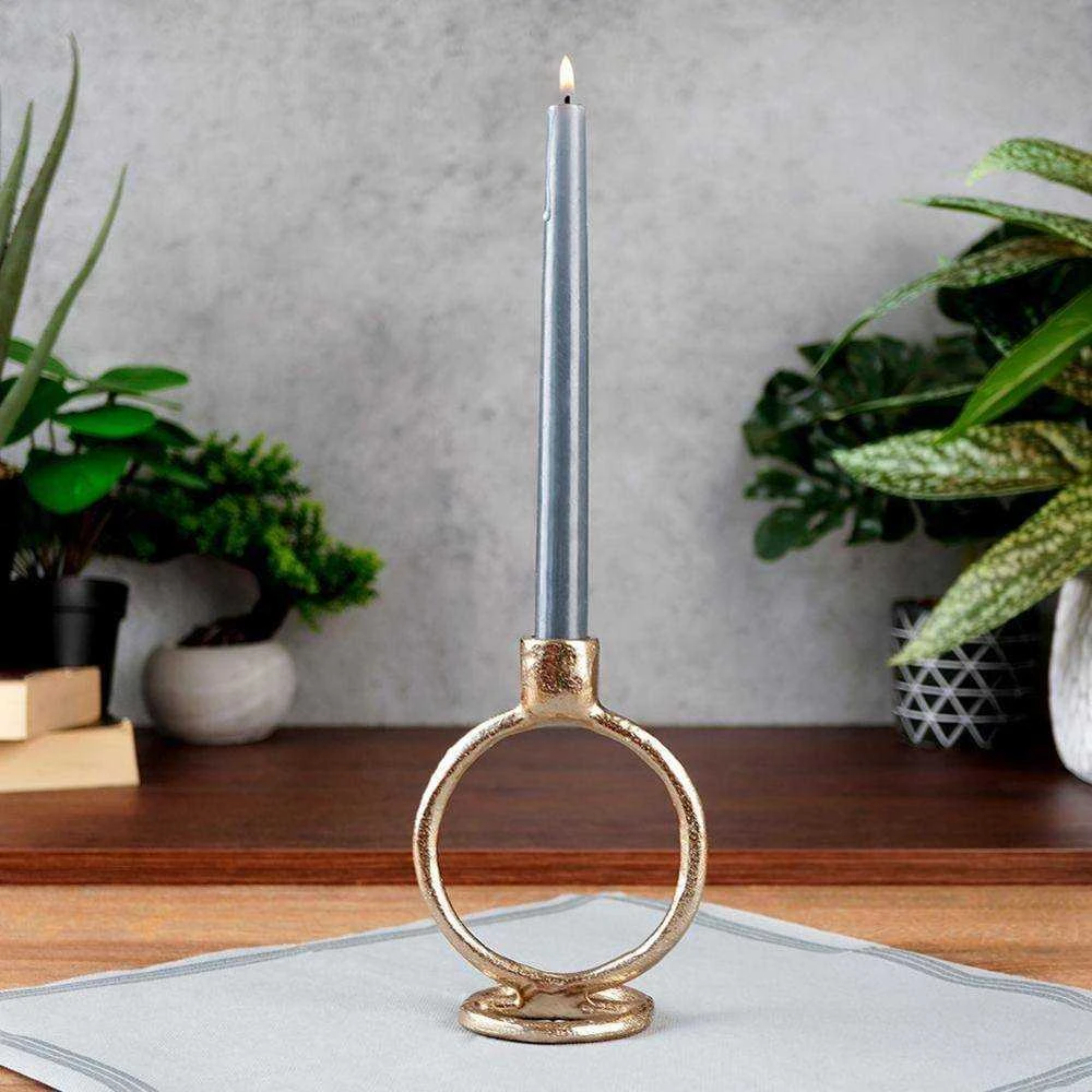 Home Styling Collection žvakidė aliuminė auksinė 15 cm ilgaliekančioms žvakėms