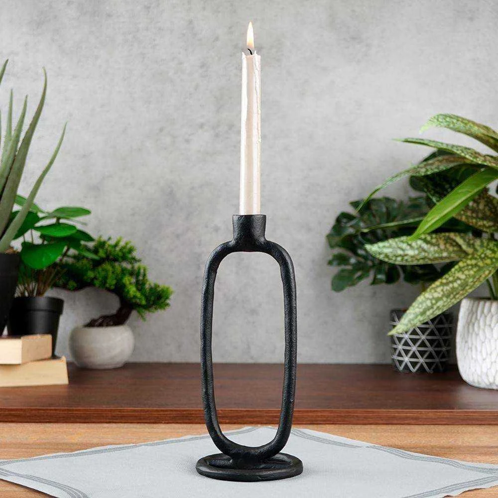 Home Styling Collection Žvakidė 24 cm juoda aliuminė