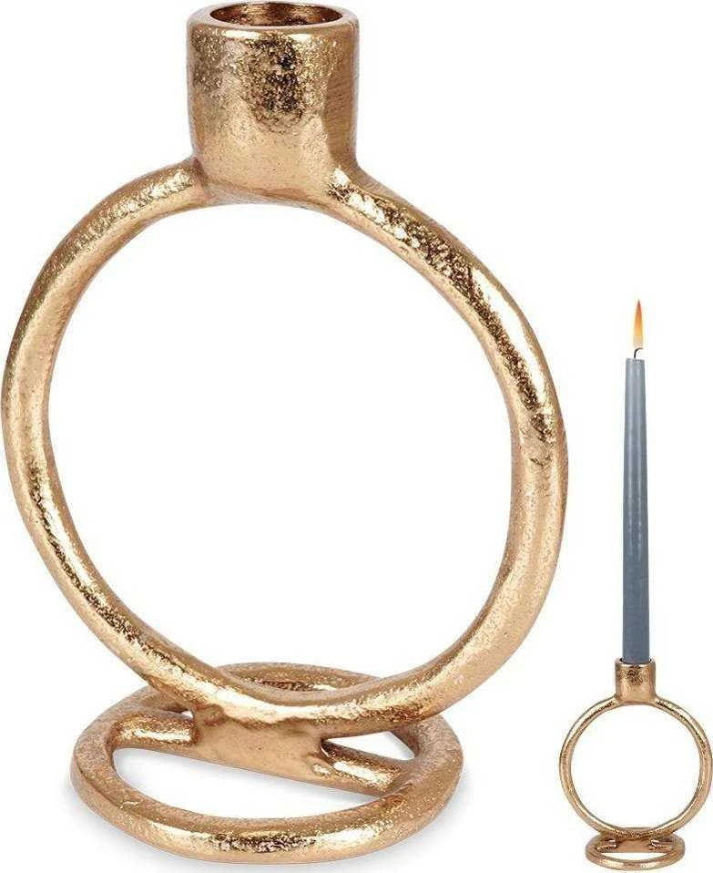Home Styling Collection žvakidė aliuminė auksinė 15 cm ilgaliekančioms žvakėms