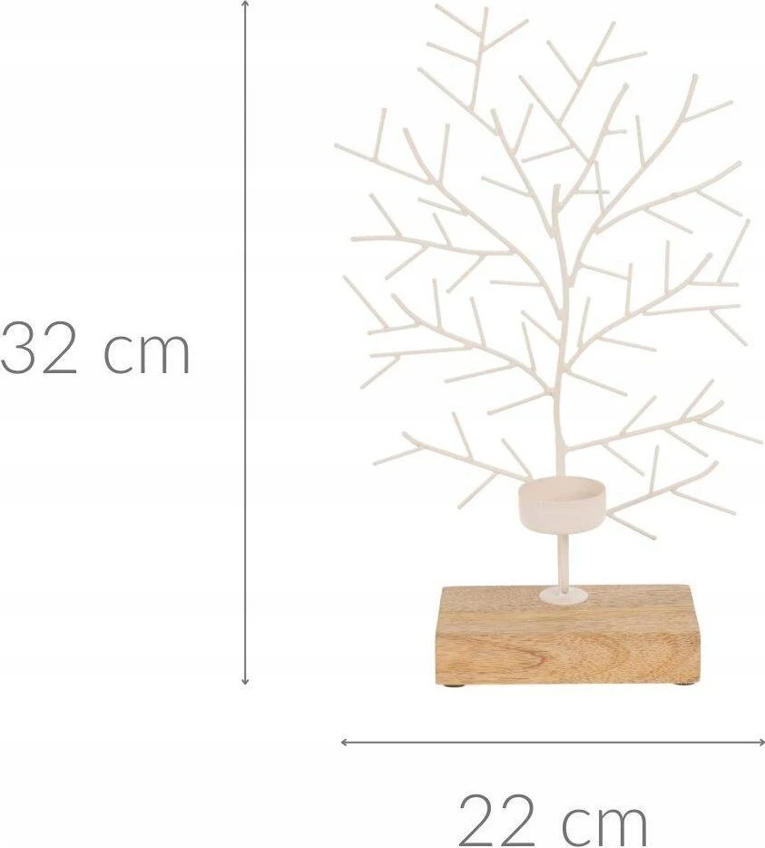 Home Styling Collection Žvakės laikiklis, medžio formos, metalinis, 32 x 22 cm