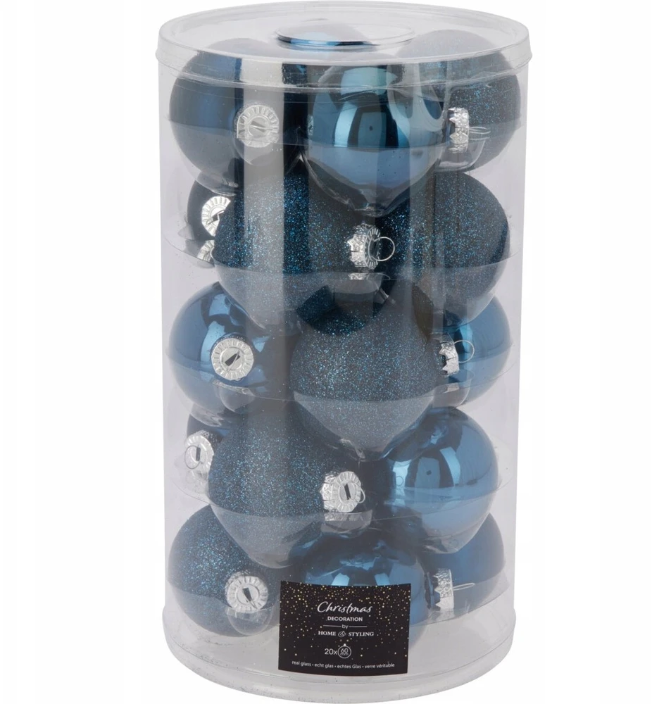 Home Styling Collection Mėlyna Kalėdiniai stikliniai žaisliukai Ø 6 cm, 20 vnt., mėlyni