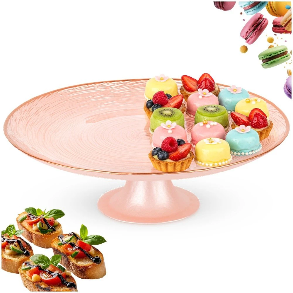 Home Styling Collection Stiklinis tortų stovas 28 cm - Rožinis