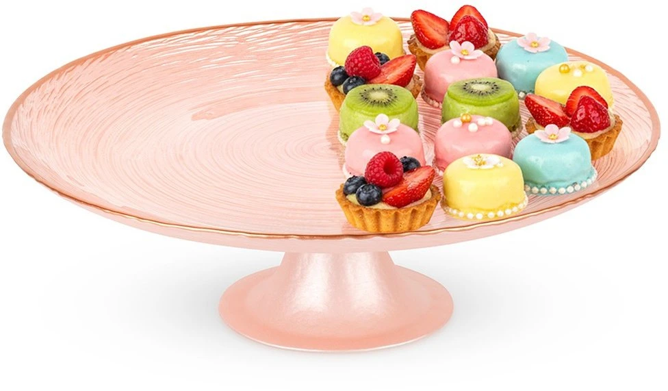 Home Styling Collection Stiklinis tortų stovas 28 cm - Rožinis