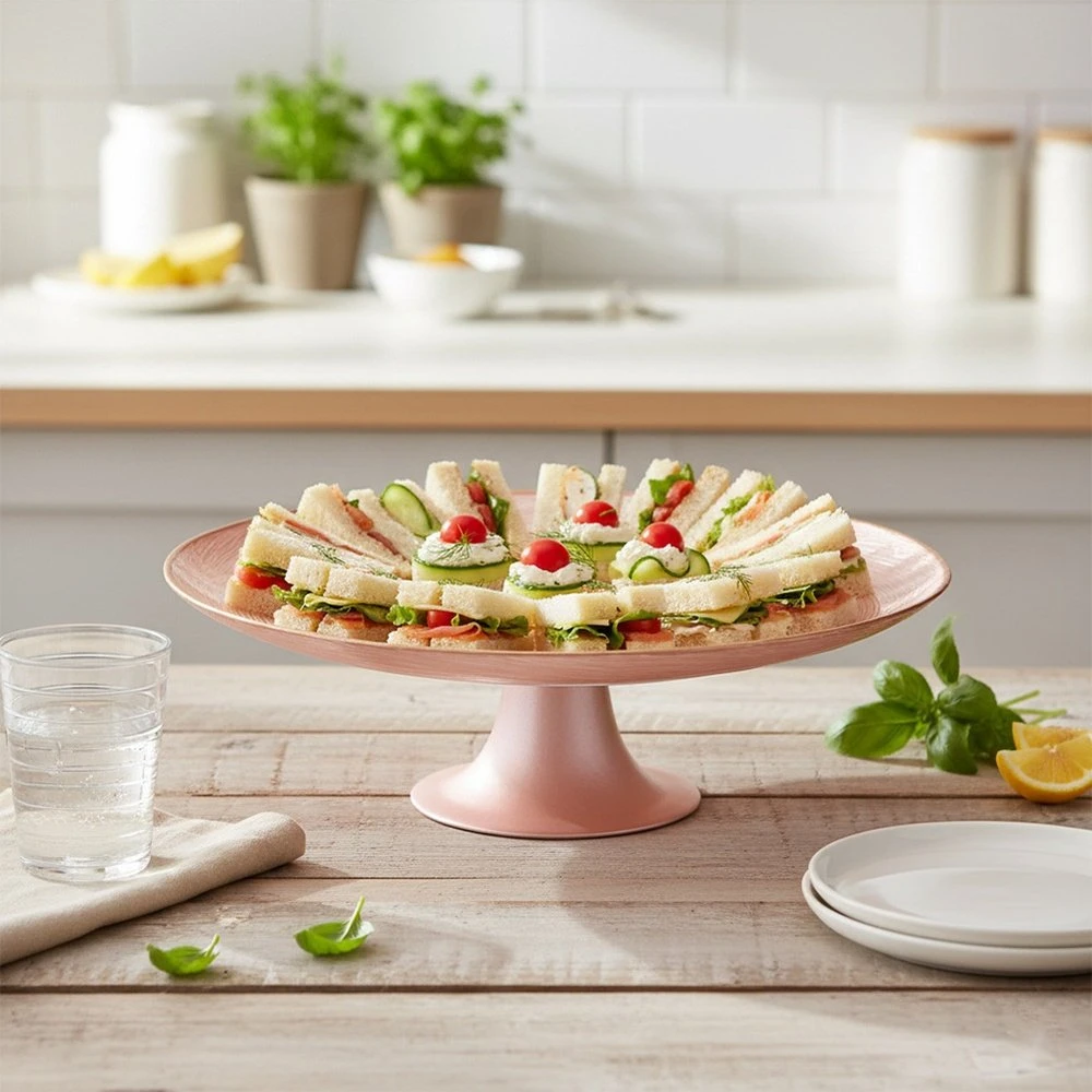 Home Styling Collection Stiklinis tortų stovas 28 cm - Rožinis