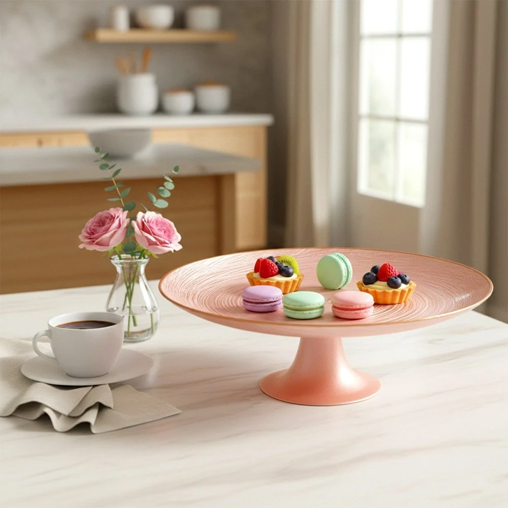 Home Styling Collection Stiklinis tortų stovas 28 cm - Rožinis