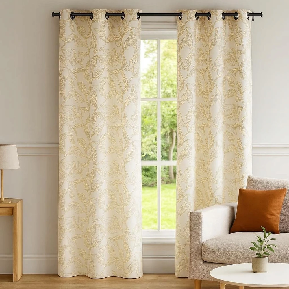Home Styling Collection Užuolaida su blyškių lapų raštu ANER, 260 x 140 cm