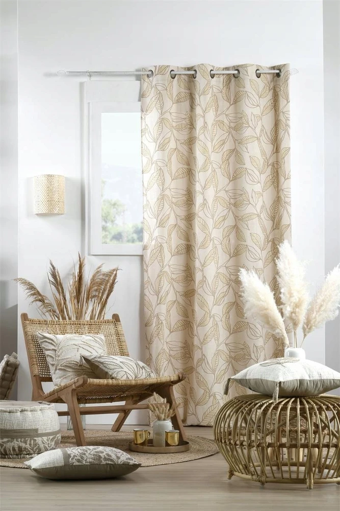 Home Styling Collection Užuolaida su blyškių lapų raštu ANER, 260 x 140 cm