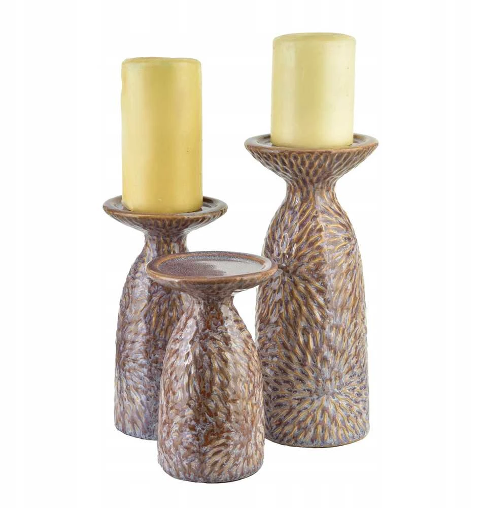 Mondex Since 1986R Namų stiliaus kolekcija YARINE BEIGE Świecznik 10,5x8,5x16,5 cm
