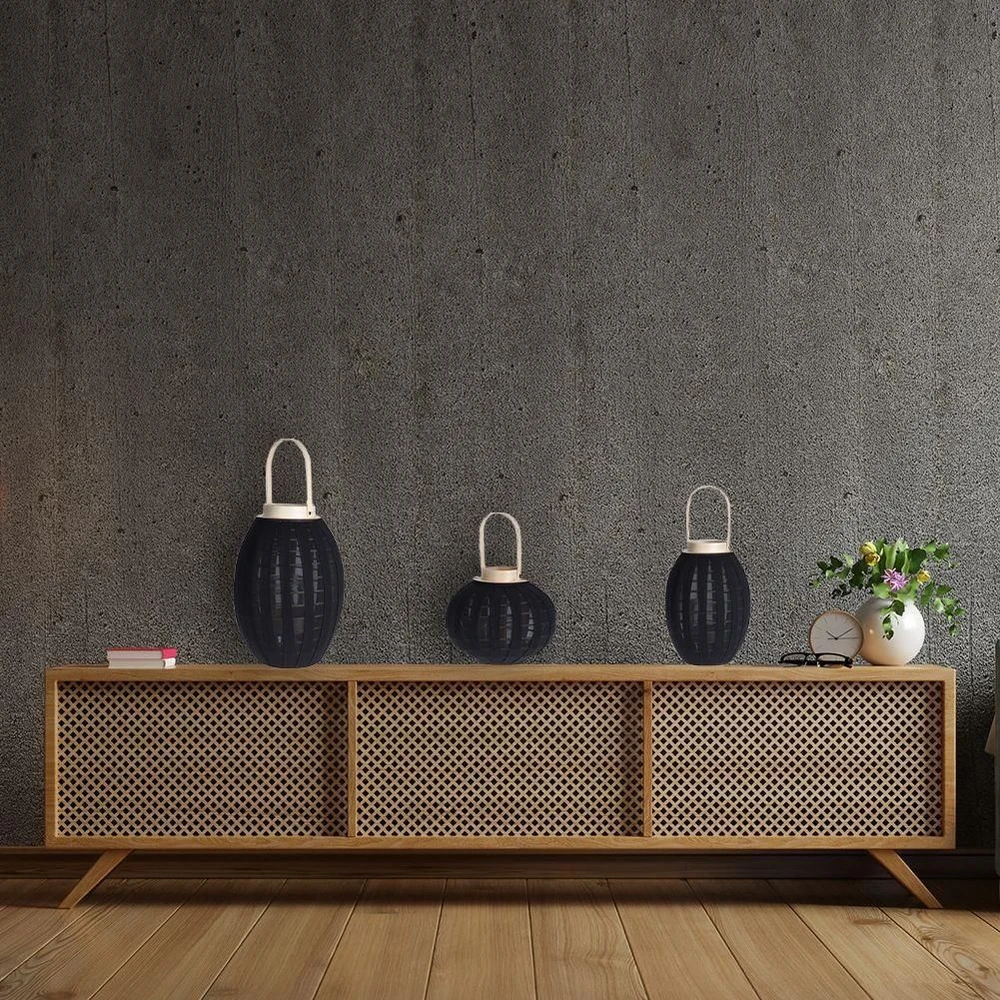Home Styling Collection Žibintas žvakidė 22 cm Medinis Juodas