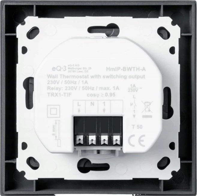 eQ-3 HomeMatic IP Homematic IP sieninis termostatas su perjungimo išėjimu (HmIP-BWTH-A) (antracitas, firminiam jungikliui 230V)