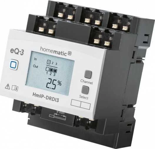 „HomeMatic IP“ pritemdymo pavara, montuojama ant DIN bėgelio – 3 padėčių