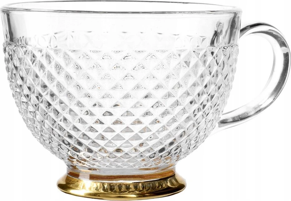 Stiklinis puodelis „Homla BARREL“ su raštais ir auksiniu pagrindu, 360 ml