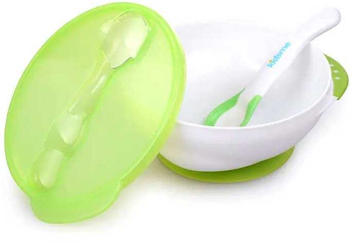 Homla Kidsme bowl with suction cup lid and thermo spoon Lime from 9 months 9832LI