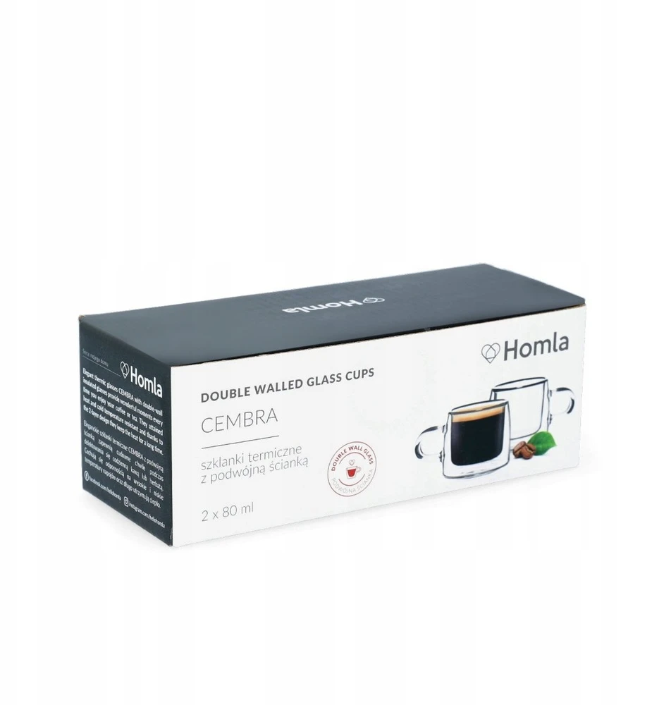 Dvigubų sienelių stiklinių rinkinys Homla CEMBRA, 2 x 80 ml