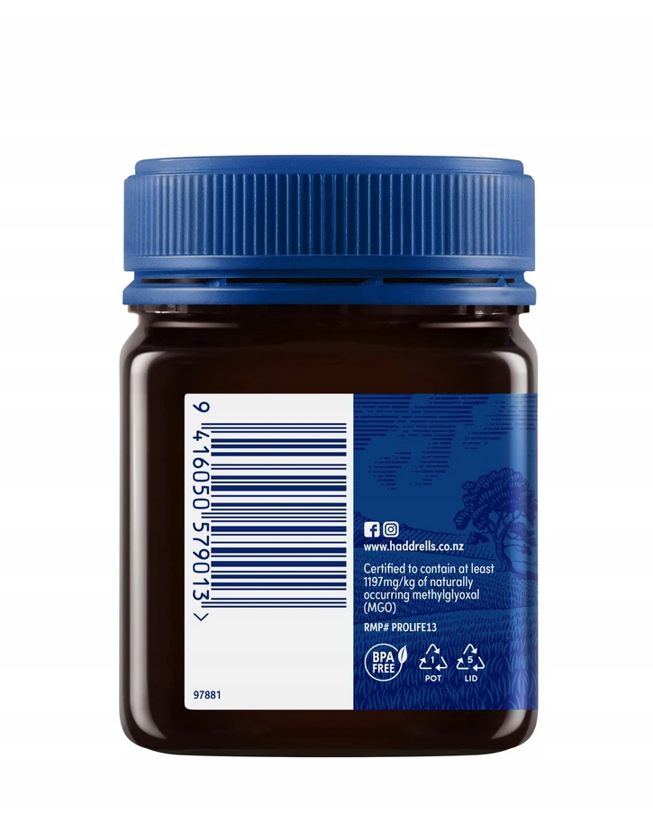 Honey New Zealand Haddrells Manuka medus UMF25+ MGO1197+ 250g