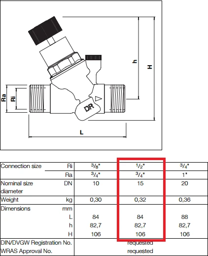 Honeywell Regulator ciśnienia 1/2'' - D04FM-1/2A