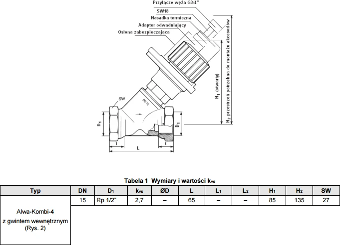 Honeywell Resideo Braukmann ALWA KOMBI-4 VOŽTUVAS DN15