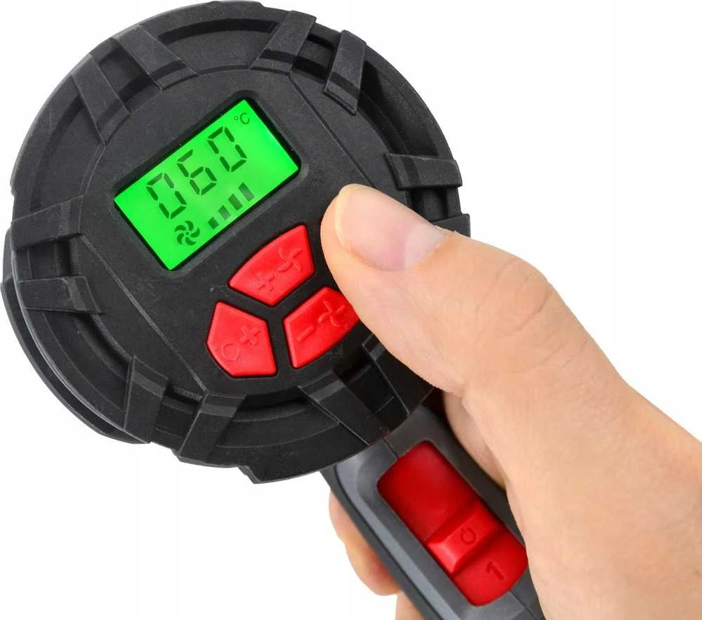 HOOZAR 2000 W karšto oro pistoletas su reguliavimu, priedais ir LCD ekranu