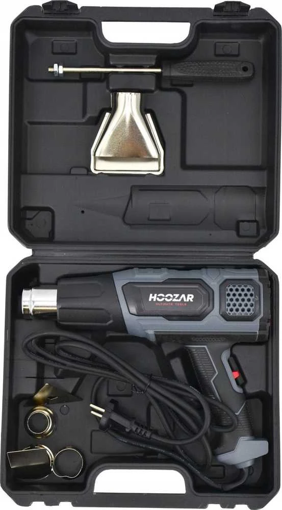 HOOZAR 2000 W karšto oro pistoletas su reguliavimu, priedais ir LCD ekranu