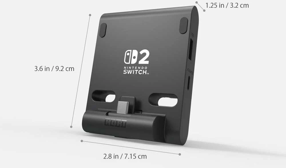 HORI - dvigubas USB „PlayStand“, skirtas „Nintendo Switch 2“ - tamsiai pilkas