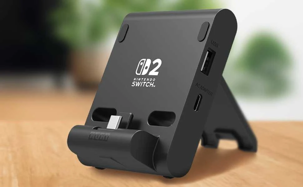 HORI - dvigubas USB „PlayStand“, skirtas „Nintendo Switch 2“ - tamsiai pilkas