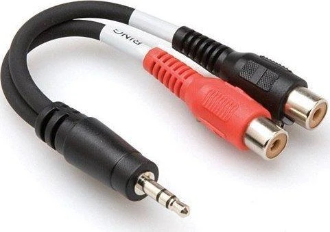 Kabelis Hosa Jack 3.5mm - RCA (Cinch) x2 0.1m juoda (YRA-154)