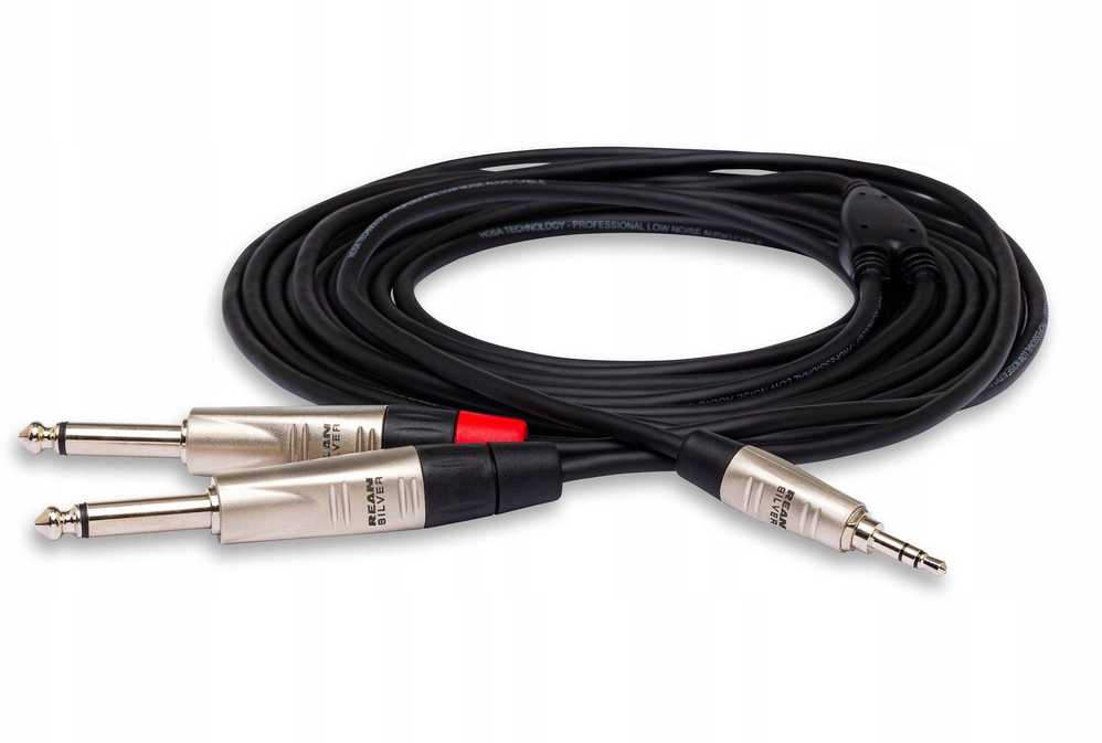 Kabelis Hosa - Kabelis PRO TRS 3.5mm - 2 x TS 6.35mm 3m