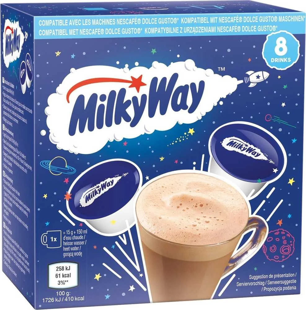 Kakavos kapsulės, MILKY WAY, 8 x 15g
