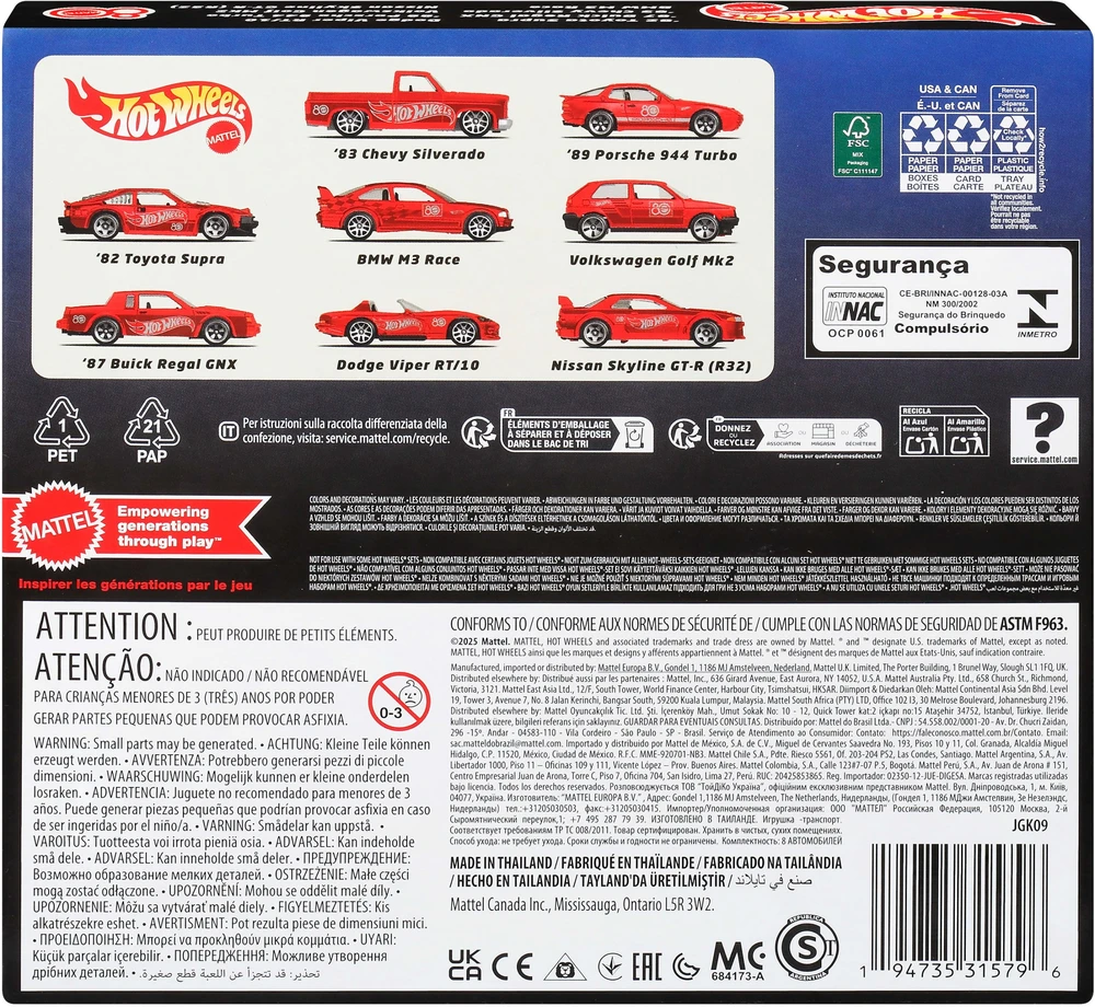 HOT WHEELS aštuonių automodeliukų rinkinys Mattel 80 (JGK09)