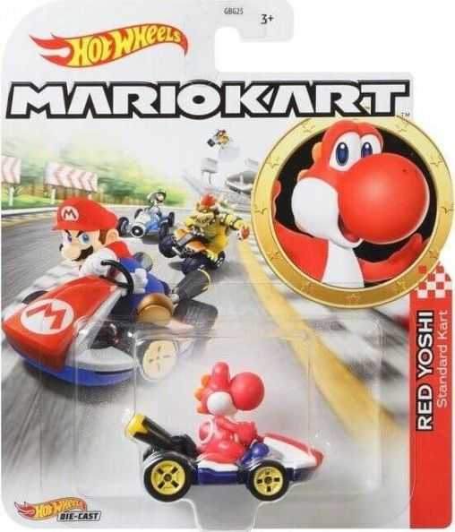 Hot Wheels Mario Kart Cat Raudona Yoshi