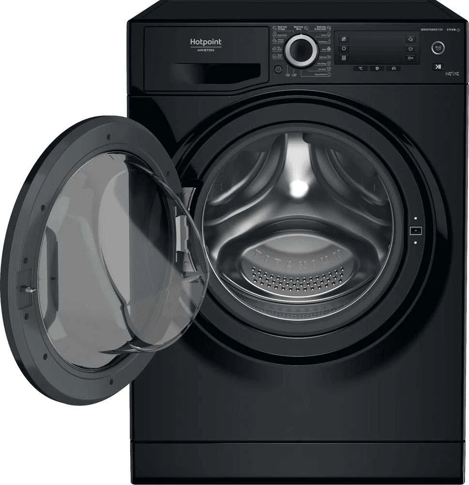 Hotpoint ARISTON Hotpoint | Skalbimo mašina With Dryer | NDD 11725 BDA EE | Energy efficiency class E | Front loading | 7kg | Skalbimo talpa 11 kg | Yes | LCD | Gylis 61 cm | Steam function | Juodas