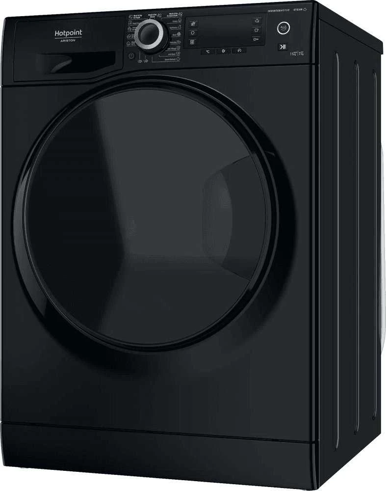 Hotpoint ARISTON Hotpoint | Skalbimo mašina With Dryer | NDD 11725 BDA EE | Energy efficiency class E | Front loading | 7kg | Skalbimo talpa 11 kg | Yes | LCD | Gylis 61 cm | Steam function | Juodas