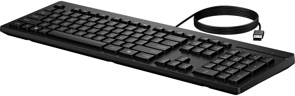 Hewlett Packard (HP) HP 125 laidinė klaviatūra, viso dydžio (100 %), laidinė, USB, membraninė, juoda