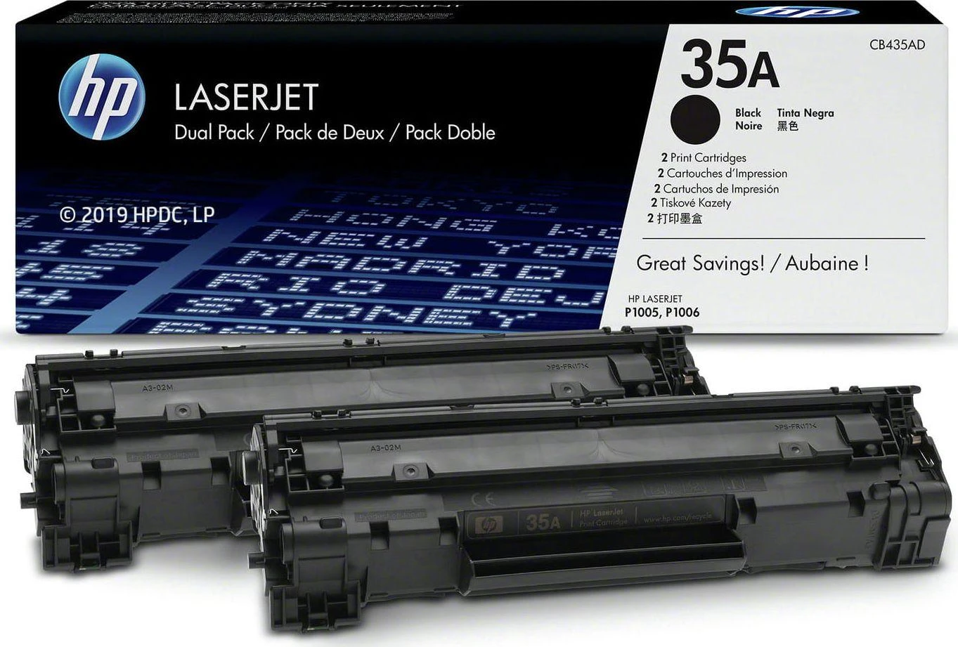 Hewlett Packard (HP) HP Toneris Juodas 35A, skirtas LaserJet P1005/P1006, dviguba pakuotė (2x1500 puslapių)