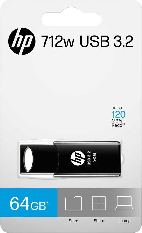 HP 64GB 712W Juodas USB 3.2 - USB STICK