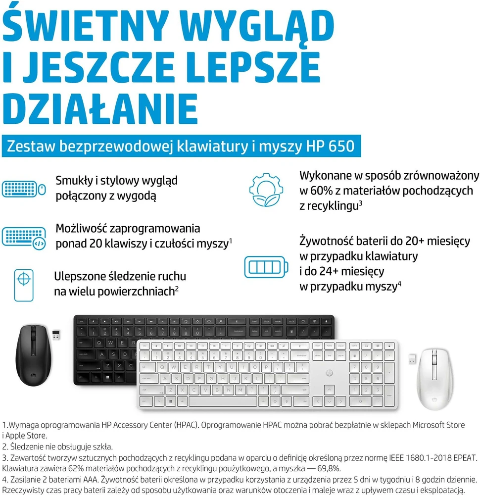 Klaviatūra ir pelė HP 650 (650 Belaidė klaviatūra and M)