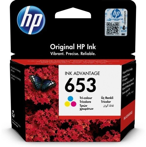 Hewlett Packard (HP) HP Nr.653 kasečių rinkinys (3YM74AE), žydra, purpurinė, geltona kasetė