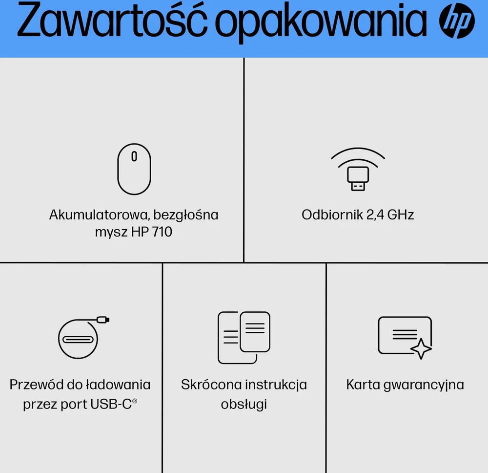 Pelė HP 710 Cicha su możliwością ładowania