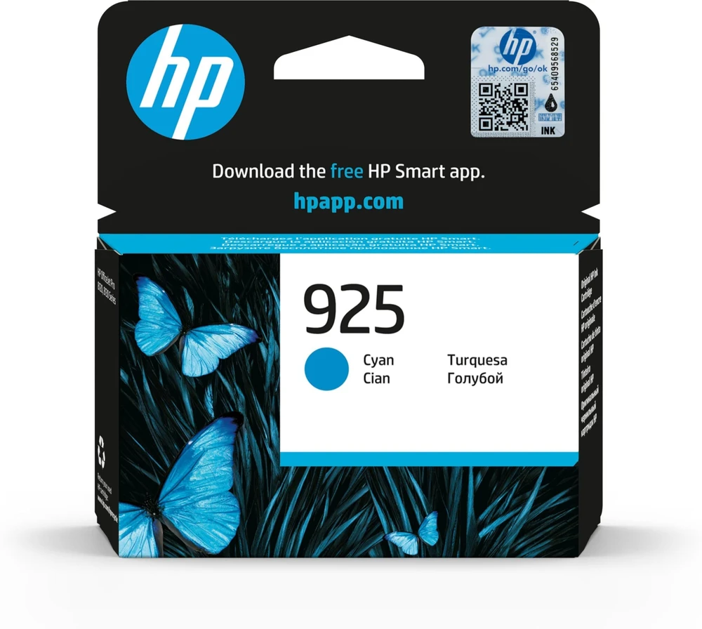 HP 925 žydras originalus rašalas (4K0V6PE#LS1)