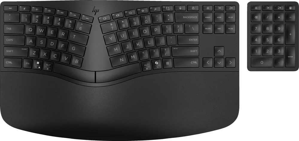 HP 965 Ergonomic Wireless Bluetooth Klaviatūra klaviatūra Combo, Sanitizable, Programmable, Split Zone išdėstymas w/Negative Tilt (adjustable) - Juodas - US ENG