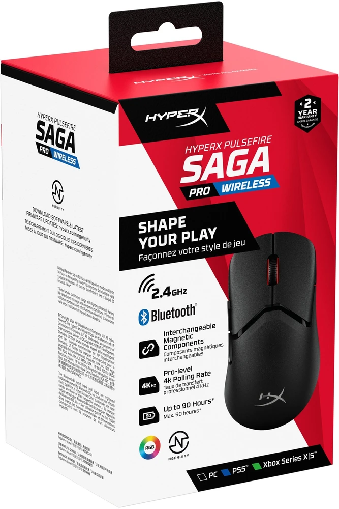Hewlett Packard (HP) HyperX Pulsefire Saga Wireless – žaidimų pelė (juoda) – pelė