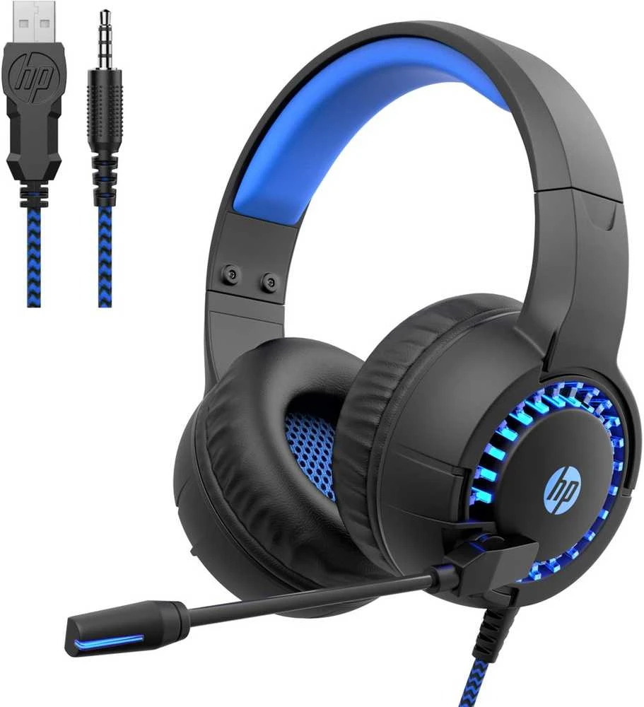 HP DHE-8011, ausinės su mikrofonu, garsumo valdymas, juoda, 2.0, podświetlona, 3.5 mm jack + USB