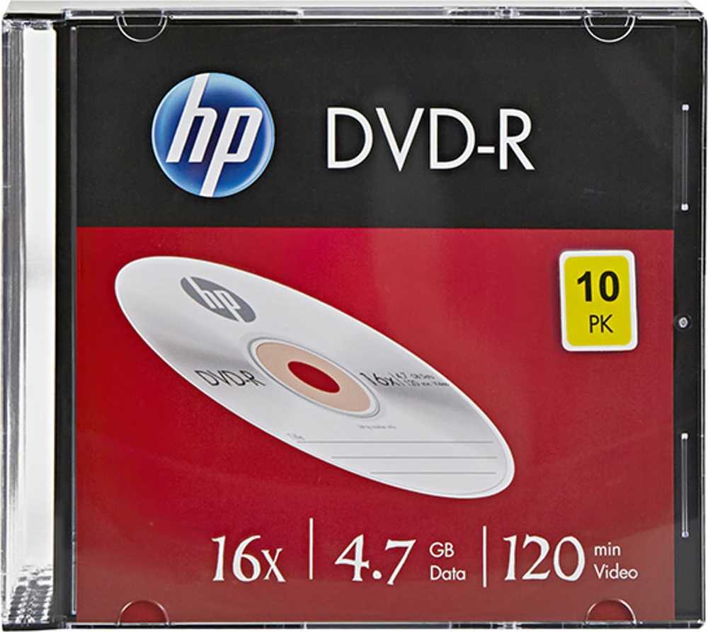 HP DVD-R, DME00085-3, 4,7 GB, 16 kartų, plonas dėklas, 10 vnt. pakuotė, nespausdinamas, 12 cm, 69314, duomenų archyvavimui