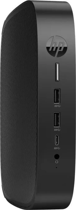 HP Elite t655 kompiuteris – plonas klientas – SFF – 1 x Ryzen Embedded R2314 / 2,1 GHz – RAM 4 GB – Flash 32 GB – eMMC – Radeon Graphics – 1GbE, Bluetooth 5.2 – WLAN: 802.11/b/a/b/a. - HP ThinPro - Monitorius: keiner - Klaviatūra: vokiška
