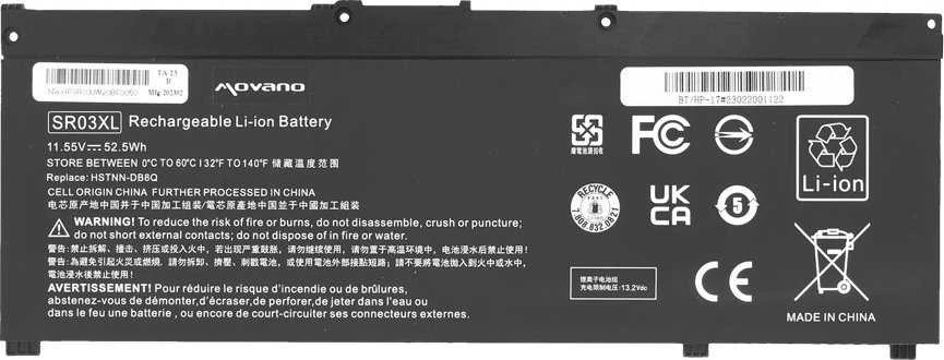 HP Gaming 15 17 Omen 15-DC nešiojamojo kompiuterio Movano baterija SR03XL