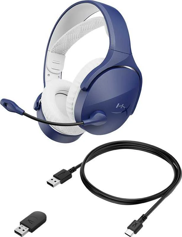 Hewlett Packard (HP) „HyperX Cloud Jet Dual“ belaidės žaidimų ausinės, mėlynos