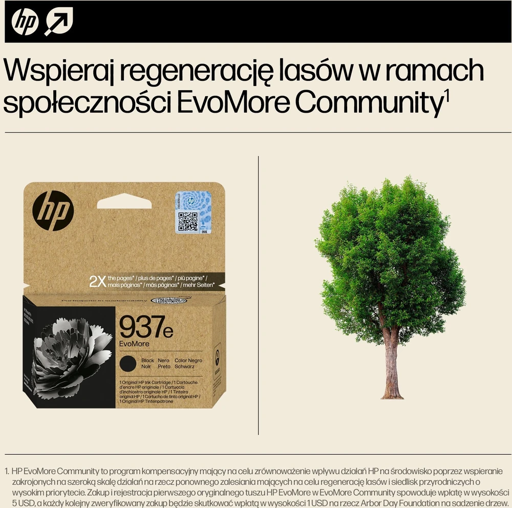 HP 937 juoda Instant Ink EVOMORE